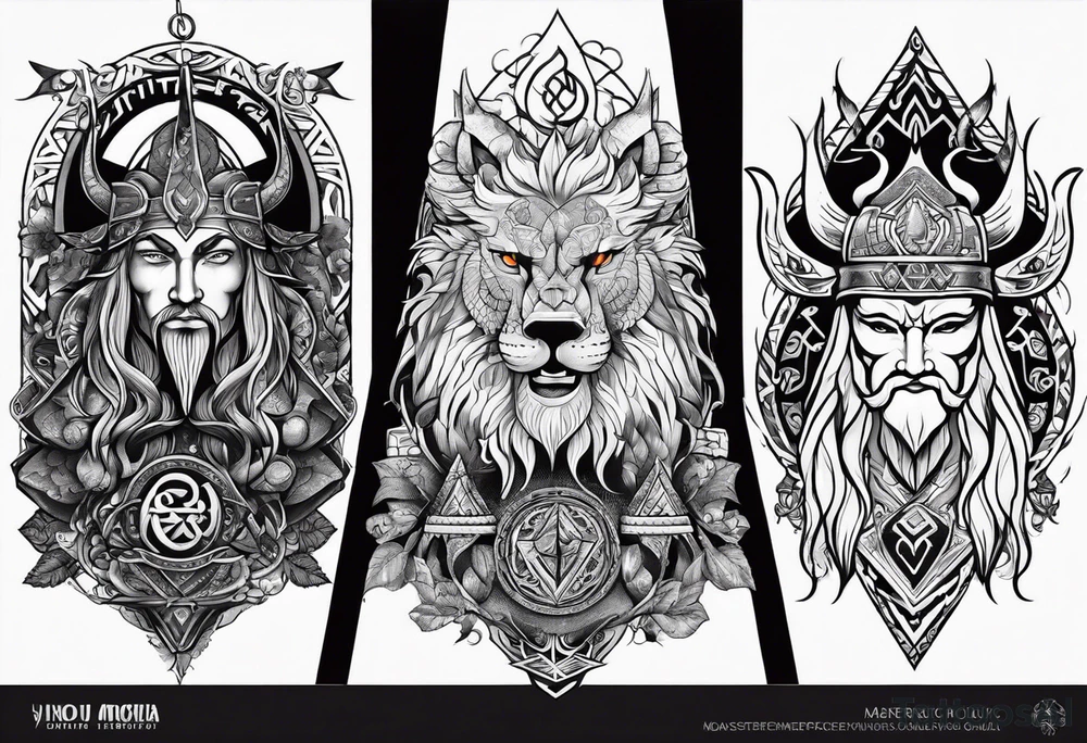 Nordic gods with runes tattoo idea