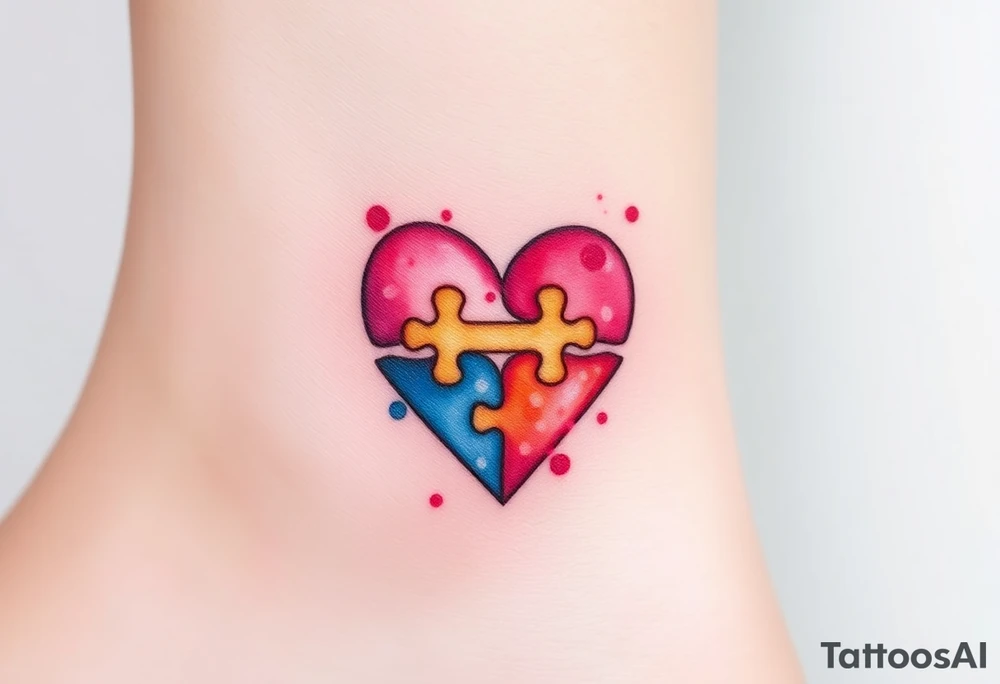 autism heart puzzle shape symbol tattoo idea
