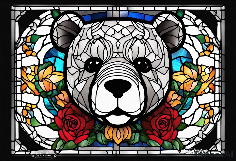 Teddy bear stained glass tattoo idea