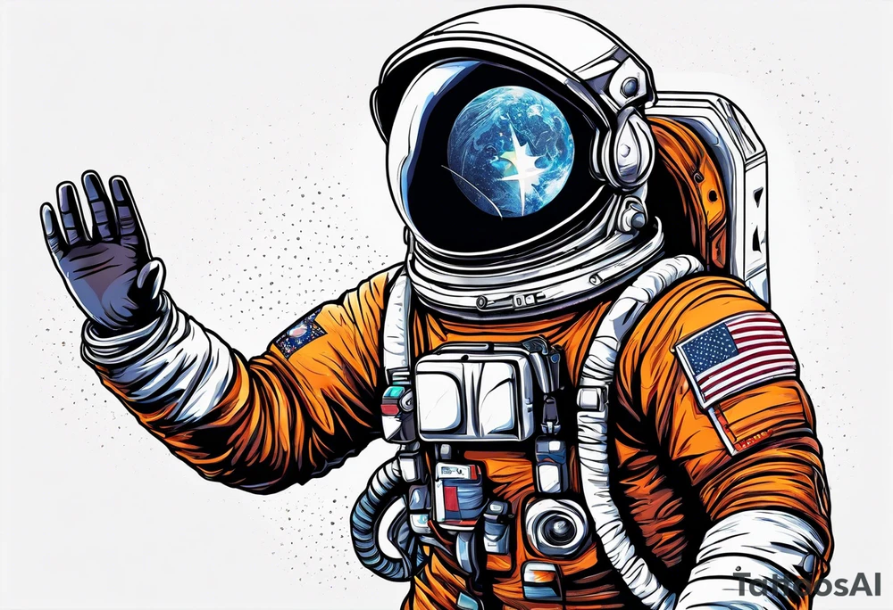 Astronaut reaching hand out to space tattoo idea