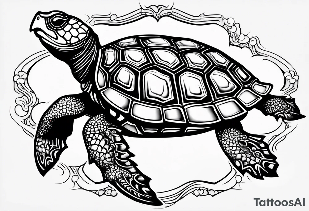 tropical psychedelic turtle's back, top down view, as seen from above tattoo idea