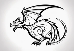 Silhouette modernist minimal wyvern tattoo idea