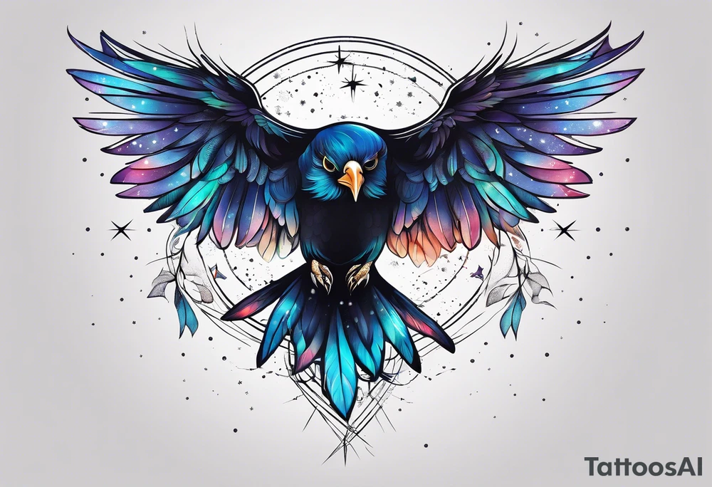 Constellation, bird wing , animal, snow , cross tattoo idea