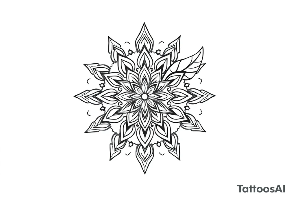 spiritual bold line feather mandala indian tattoo idea