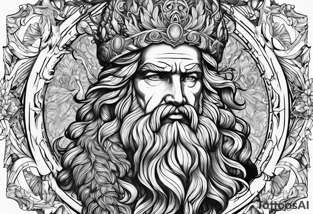 Zeus with background make it nice tattoo idea