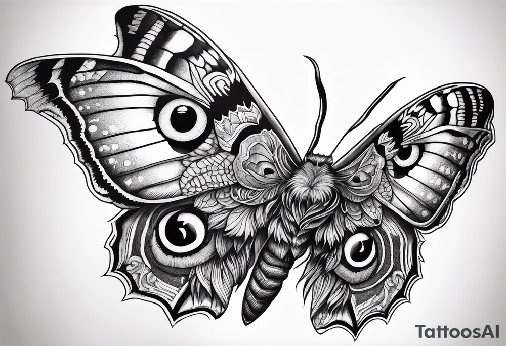 Dead head moth with owl eyes tattoo idea