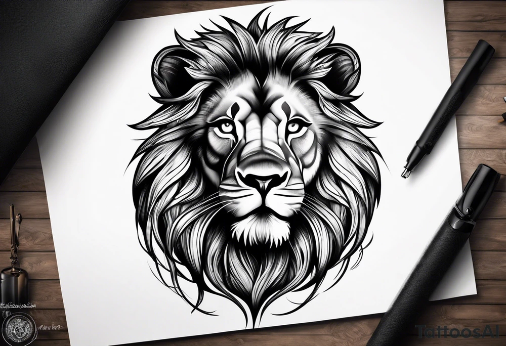 realistic laying lion tattoo idea