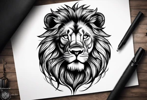realistic laying lion tattoo idea