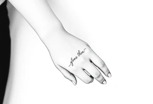 thistle minimalist fin line for hand with message tattoo idea