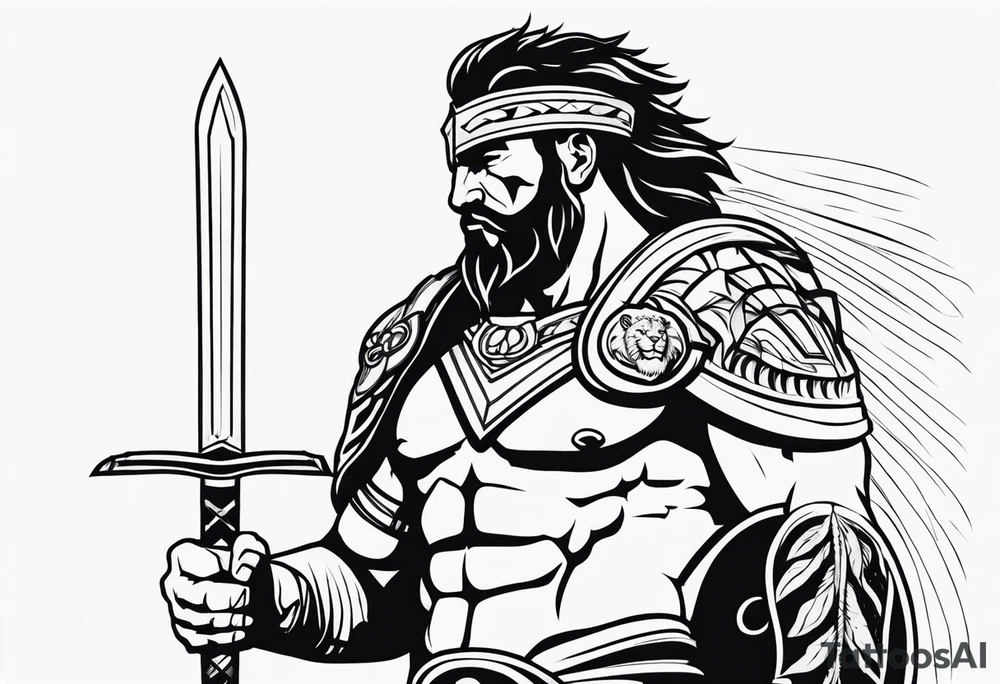 Gladiator with a lion tattoo idea