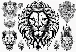 lion holding a khamssa with paw tattoo idea