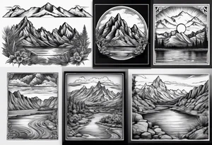 Colorado river with dramatic mountains behind tattoo idea