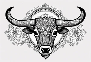 Texas Longhorn with lace work tattoo idea