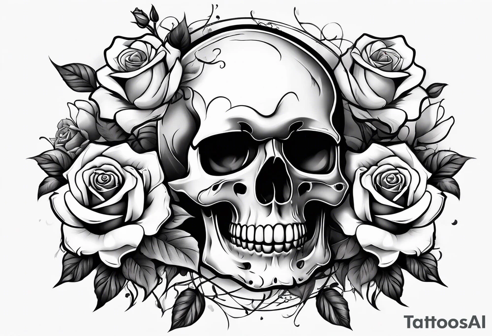 skull and roses tattoo idea