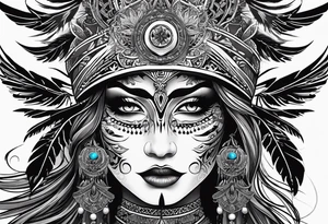 black kali, goddess pirate, pachamama, valkrye, warrior, skull, lotus azul, wing, eagle, zenza resonance, stars tattoo idea