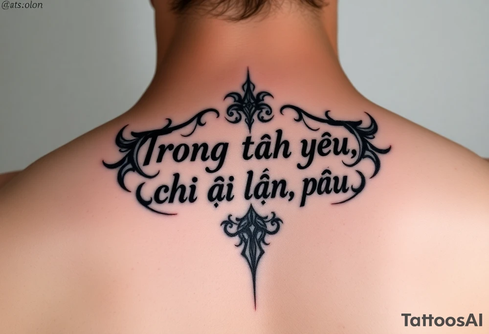 Phrase "Trong tình yêu, chờ đợi là hạnh phúc tattoo idea