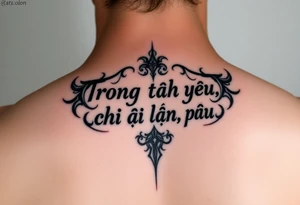 Phrase "Trong tình yêu, chờ đợi là hạnh phúc tattoo idea