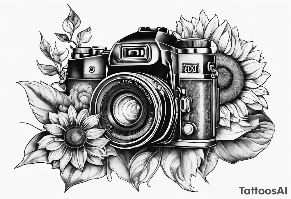 sunflower, camera, fish, tattoo idea