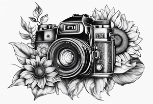 sunflower, camera, fish, tattoo idea