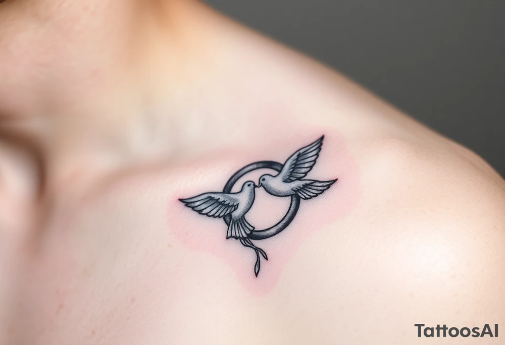 femine wedding ring with doves tattoo tattoo idea
