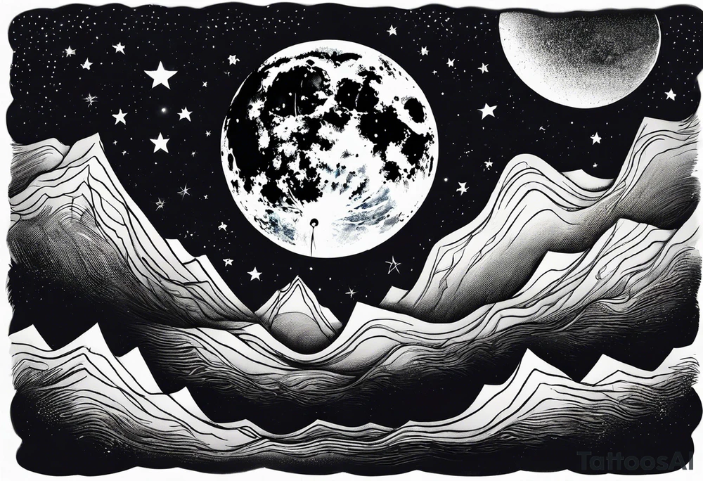 Night sky with moon tattoo idea
