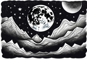 Night sky with moon tattoo idea