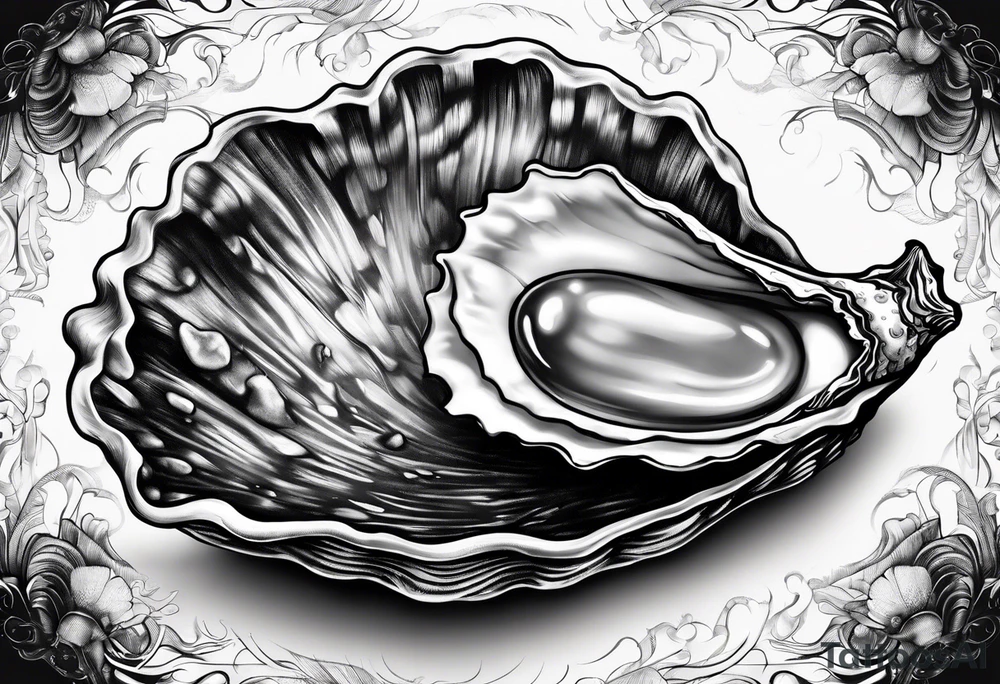 single oyster with minimal detail tattoo idea