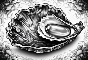 single oyster with minimal detail tattoo idea