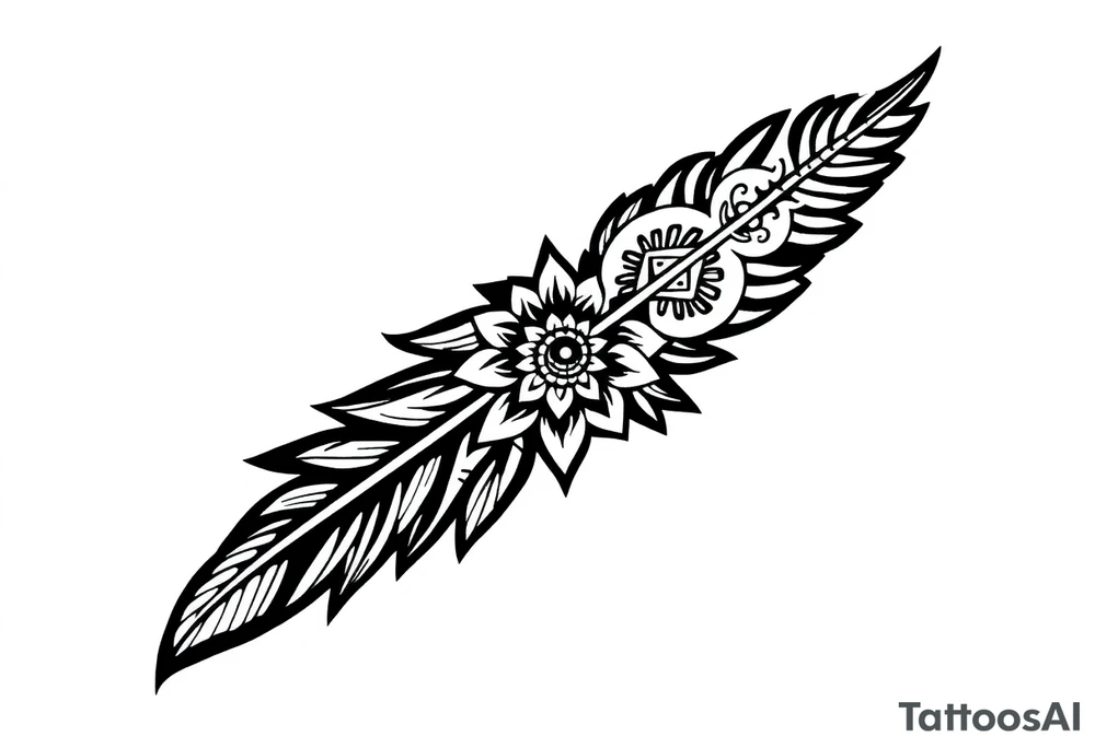 spiritual feather indian mandala shaman tattoo idea