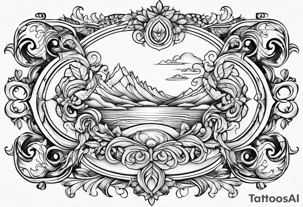 jacobean swirl frame vignette tattoo idea