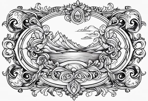 jacobean swirl frame vignette tattoo idea