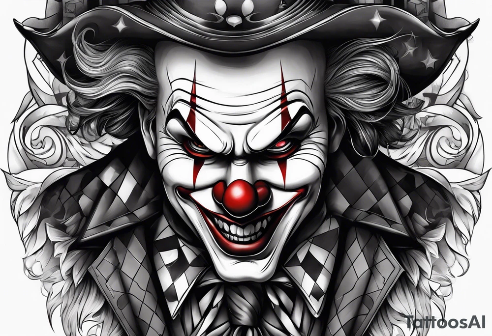 Evil clown gangster tattoo idea