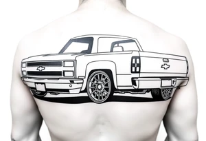 Chevy Silverado 1500 lowrider with wire wheels tattoo idea