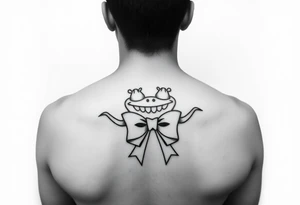 Female oogie boogie with a bow simple linework only tattoo idea