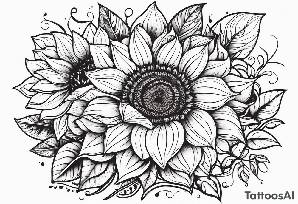 Flower fire an a sunflower tattoo idea