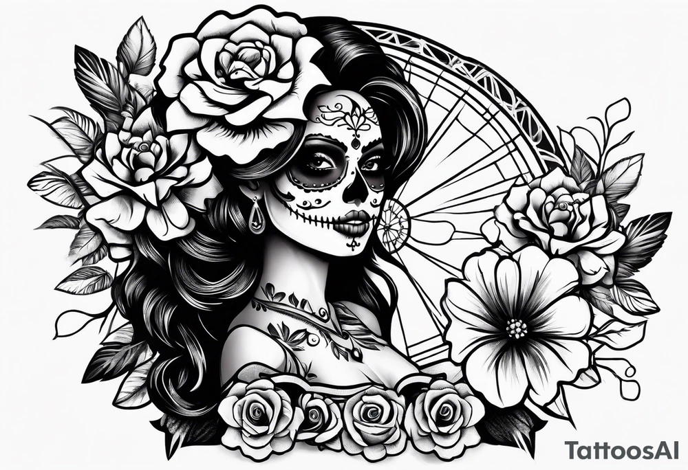 Sugar skull senorita tattoo idea