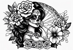 Sugar skull senorita tattoo idea