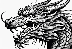left side profile of a chinese dragon face tattoo idea