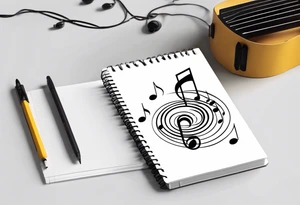 Spiral notebook with music notes coming out of it tattoo idea