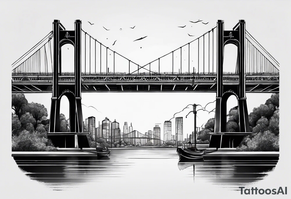 view from under cantilever bridge tattoo idea
