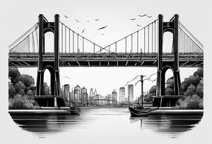 view from under cantilever bridge tattoo idea