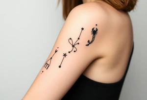 constellation tattoo with libra, cancer, Taurus, 2 scorpio and capricorn all in the universe stars only tattoo idea