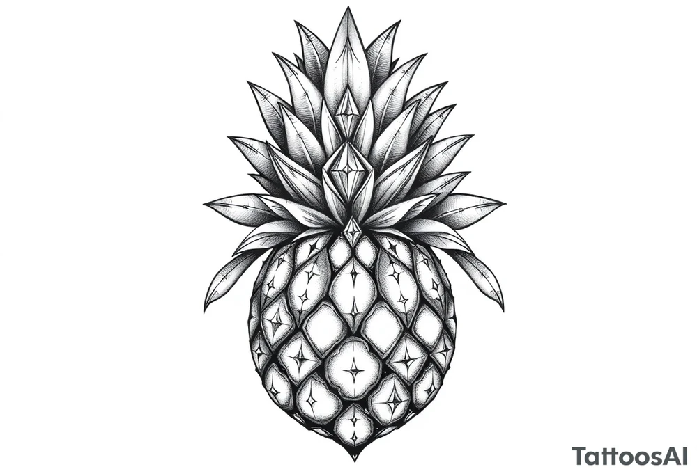 pineapple with diamonds and magestic, crown, vagina, anus, pubic tattoo idea