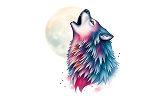 Wolf howling to the moon tattoo idea