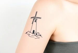 Part lighthouse part farm windmill tattoo idea