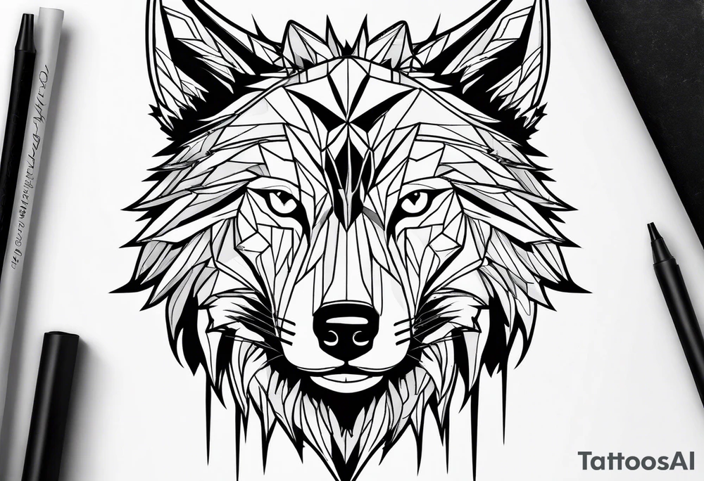 A wolf face tattoo idea