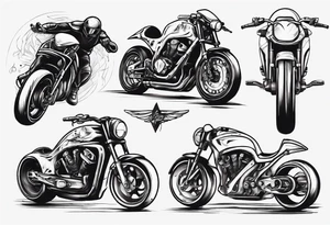 Abstract cafe racer motorcycle tattoo idea