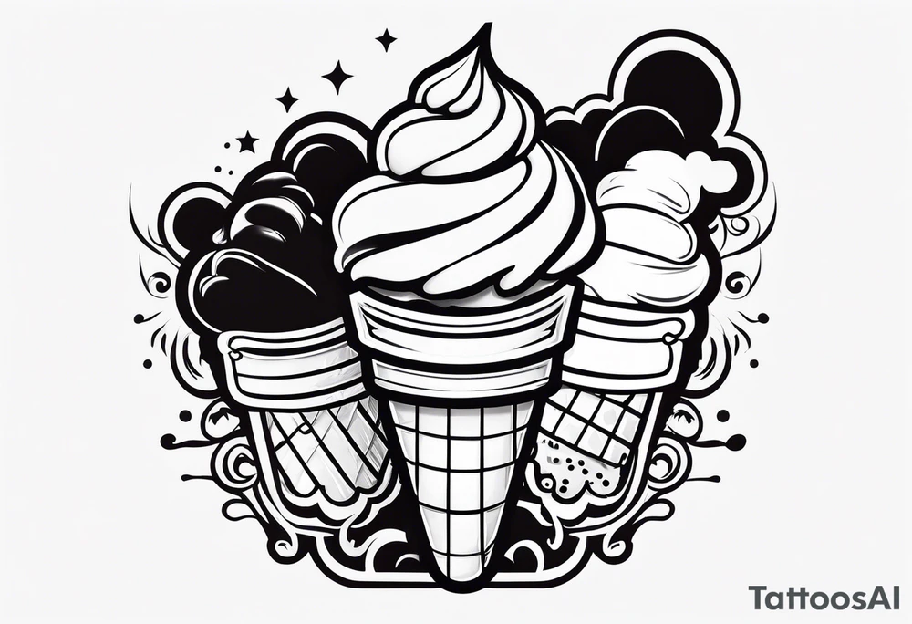 tiny one scoop ice cream cone tattoo idea