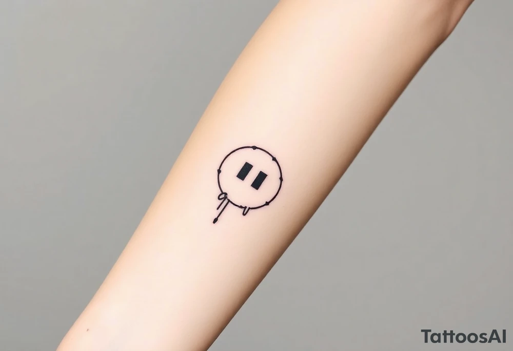 Line tattoo with play symbol, pause symbol, stop symbol, rewind symbol, mental health awareness tattoo idea