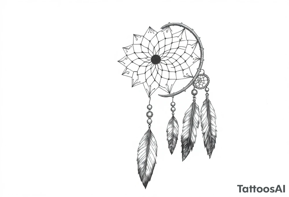 dreamcatcher with feathers for the memory of my grandma, slim tattoo idea